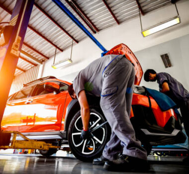 Car unit under inspection of maintenance by automate technical, due time of car requires maintenance for a better performance further